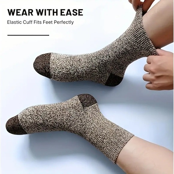 Thick Merino Wool Thermal Mid-Calf Hiking Socks Winter 7-12 Multiple Colors 5pk - Picture 4 of 11
